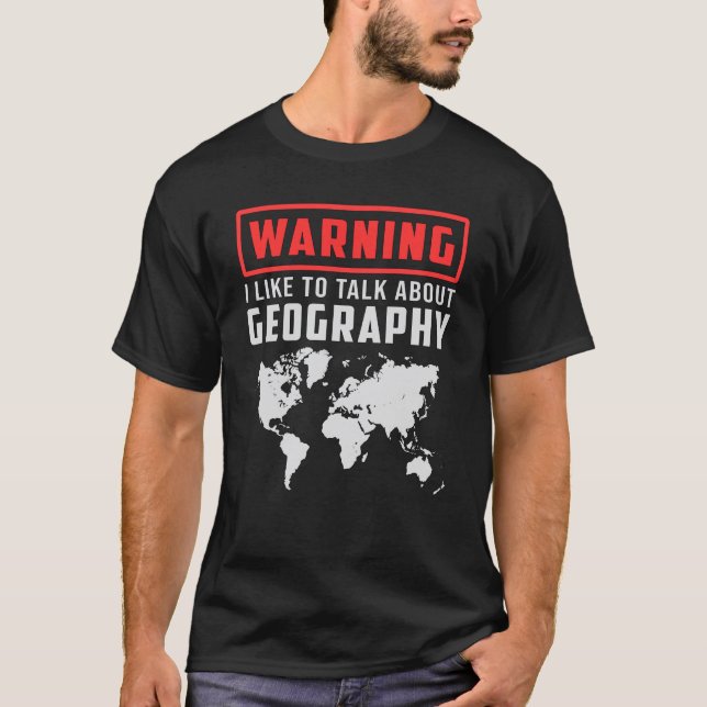 Geography Teacher Funny Map Continents World Gift T-Shirt (Front)