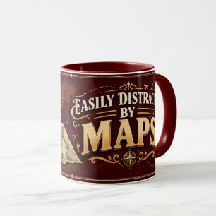 Geography Teacher Mug - Easily Distracted by Maps!
