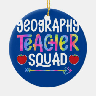 Geography Teacher Squad First Day of School Tie Ceramic Tree Decoration