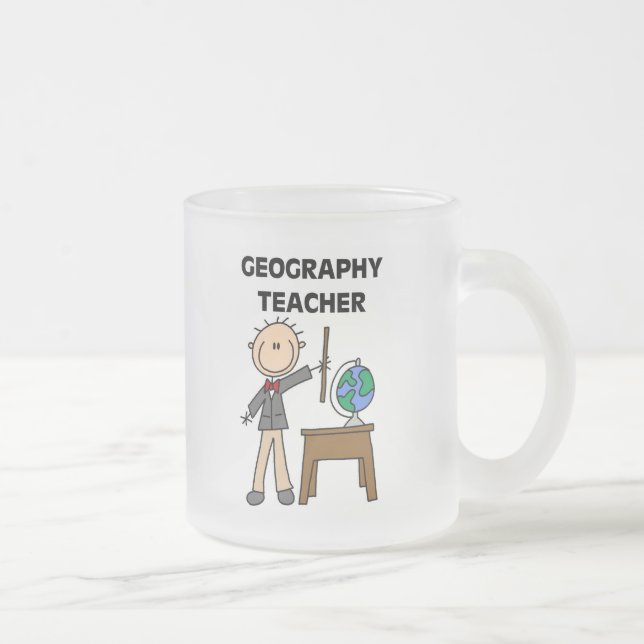 GEOGRAPHY TEACHER Tshirts and Gifts Frosted Glass Coffee Mug (Right)