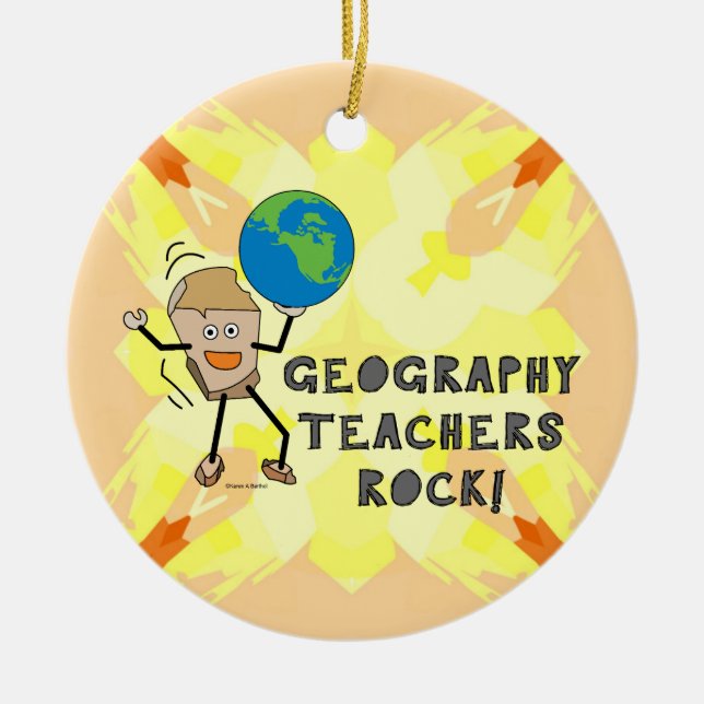 Geography Teachers Rock  Ceramic Tree Decoration (Front)
