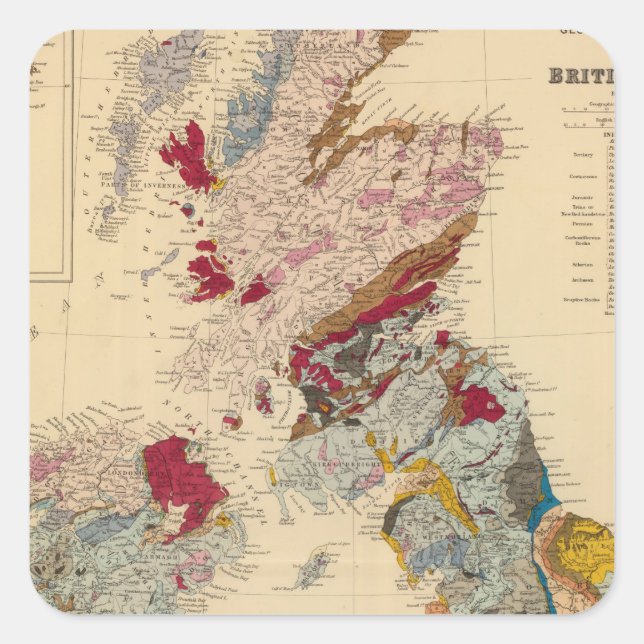 Geological map, British Isles Square Sticker (Front)