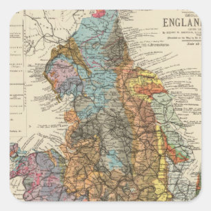 Geological map England, Wales Square Sticker
