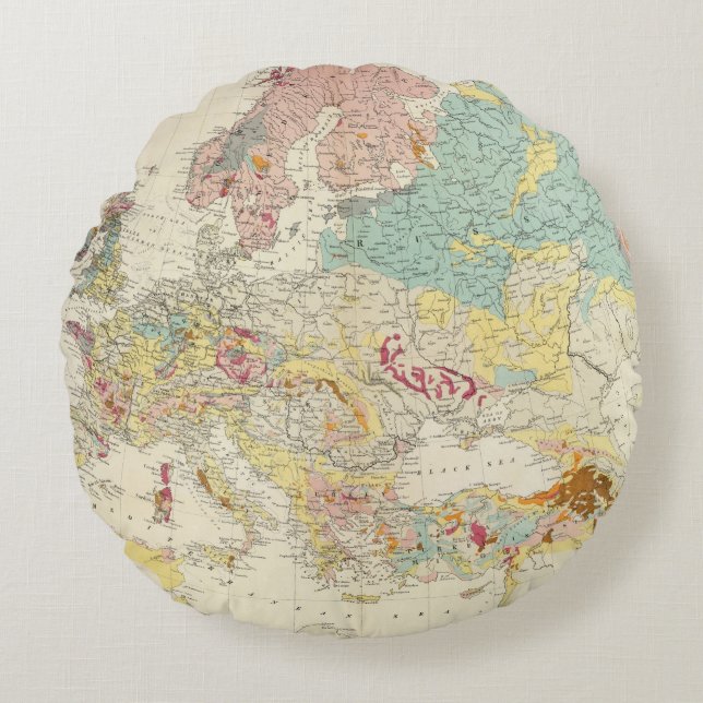 Geological map Europe Round Cushion (Front)