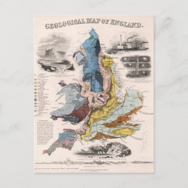 Geological Map of England Postcard (Front)