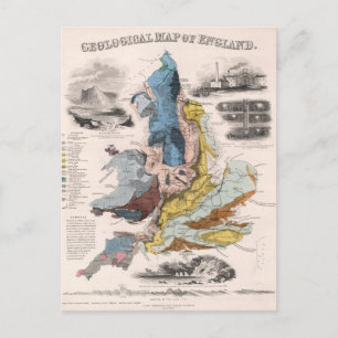 Geological Map of England Postcard