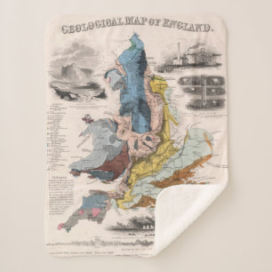 Geological Map of England Sherpa Blanket