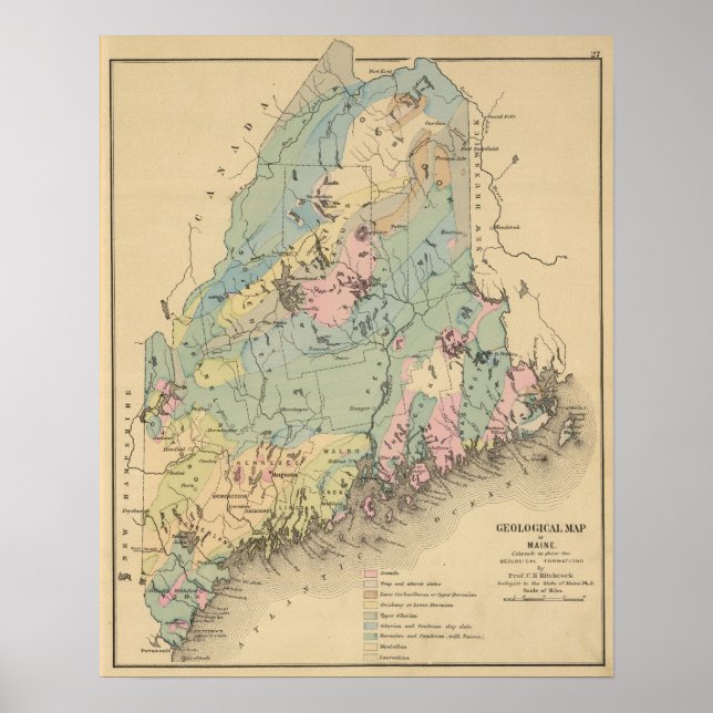 Geological map of Maine Poster (Front)