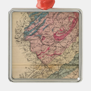 Geological map of New Jersey Metal Tree Decoration