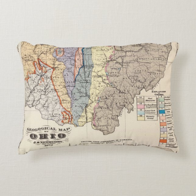 Geological map of Ohio Decorative Cushion (Front)