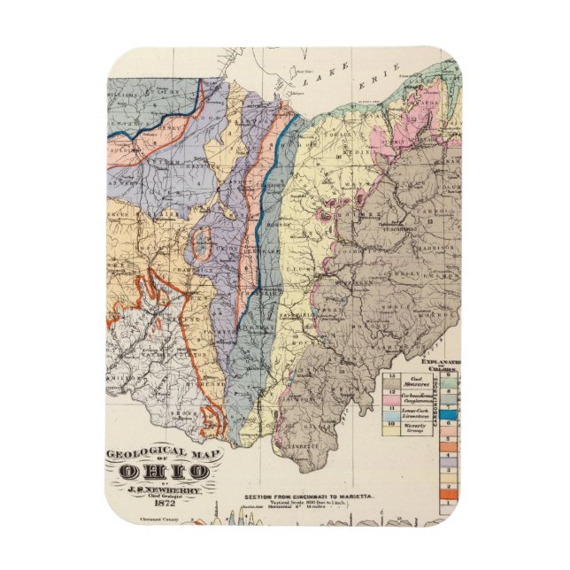 Geological map of Ohio Magnet (Vertical)