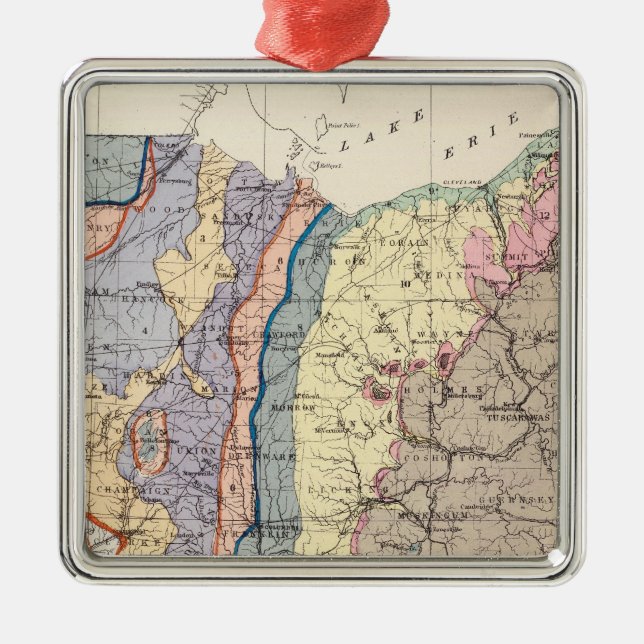 Geological map of Ohio Metal Tree Decoration (Front)