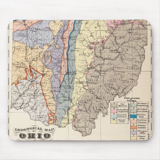 Geological map of Ohio Mouse Mat (Front)