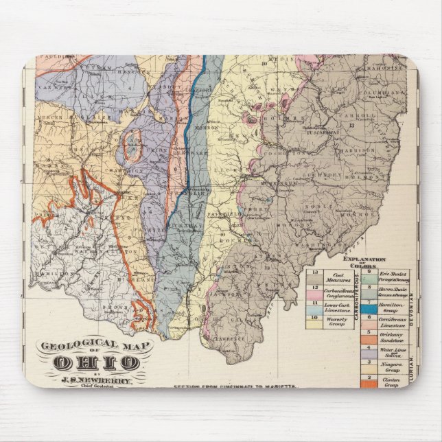 Geological map of Ohio Mouse Mat (Front)