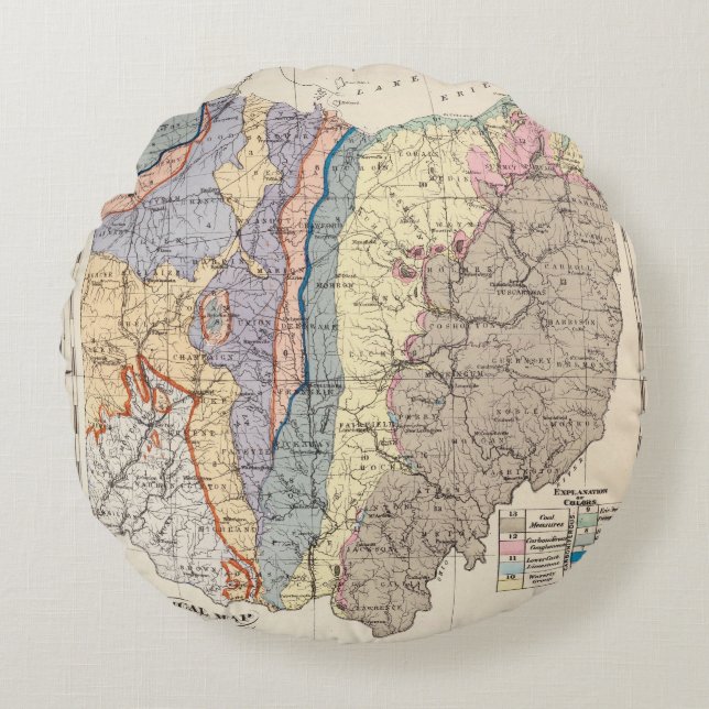 Geological map of Ohio Round Cushion (Front)