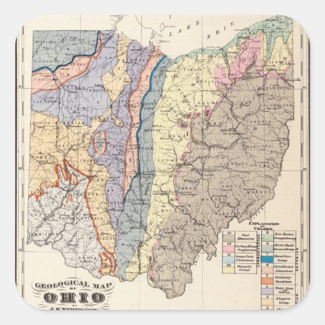 Geological map of Ohio Square Sticker (Front)