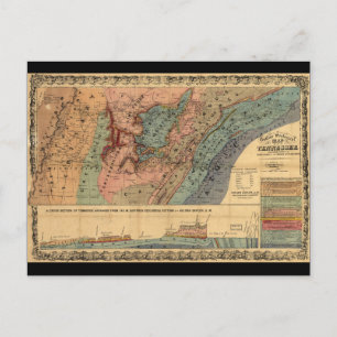 Geological Map of Tennessee (1866) Postcard