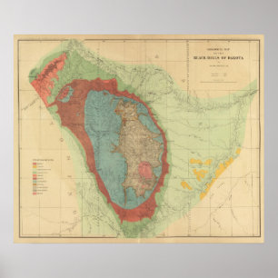 Geological map of the Black Hills of Dakota Poster