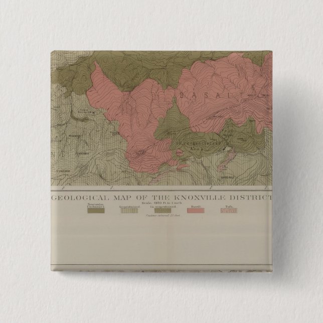 Geological Map of the Knoxville District 15 Cm Square Badge (Front)