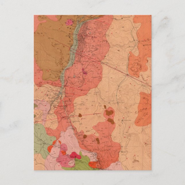 Geological Map of the Washoe District Postcard (Front)