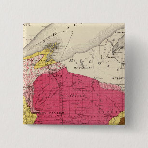 Geological map of Wisconsin 15 Cm Square Badge