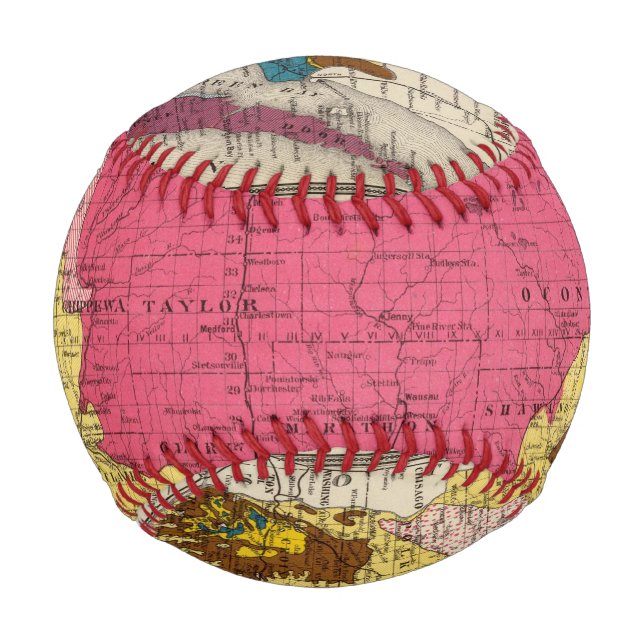 Geological map of Wisconsin Baseball (Front)