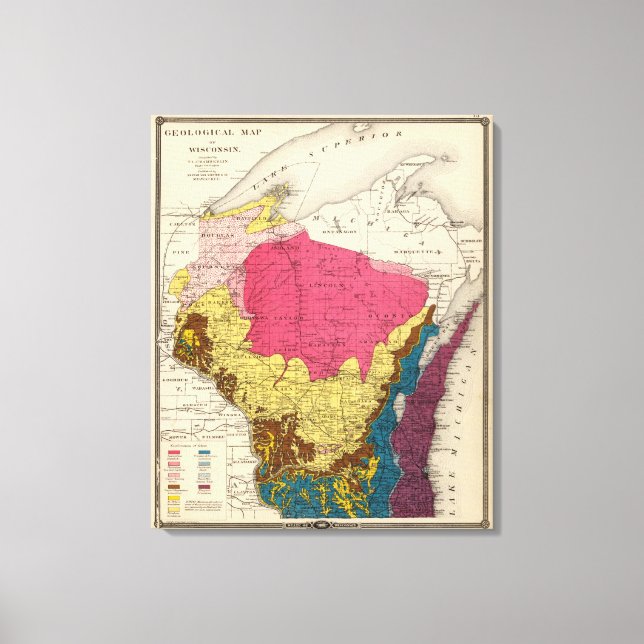 Geological map of Wisconsin Canvas Print (Front)