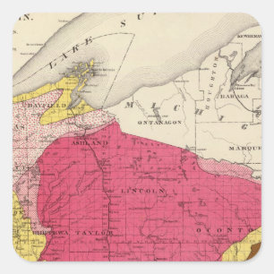 Geological map of Wisconsin Square Sticker