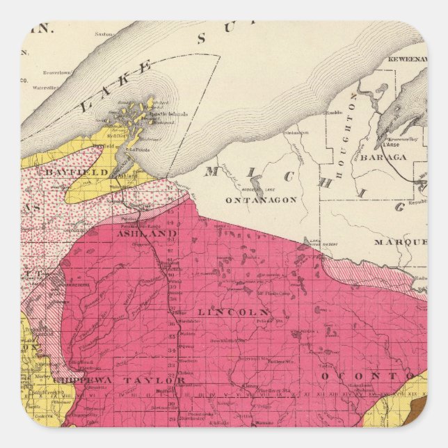 Geological map of Wisconsin Square Sticker (Front)