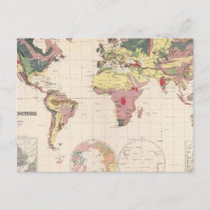 Geological structure of globe postcard