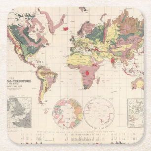 Geological structure of globe square paper coaster