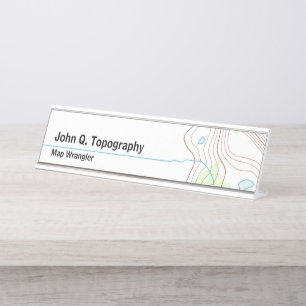 Geologist, Cartographer Topographic Map Desk Name Plate