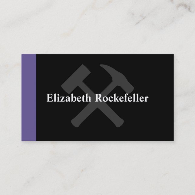 Geologist Crossed Rock Hammer Shield Business Card (Front)