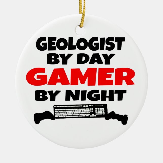 Geologist Gamer Ceramic Tree Decoration (Front)