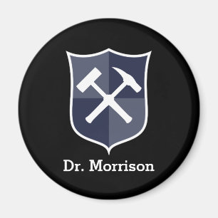 Geologist's Custom Rock Hammer and Shield Crest Magnet