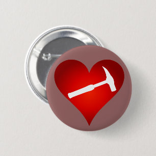 Geologist's Heart and Rock Hammer 6 Cm Round Badge