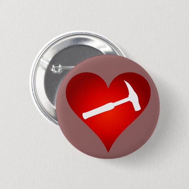 Geologist's Heart and Rock Hammer 6 Cm Round Badge (Front & Back)