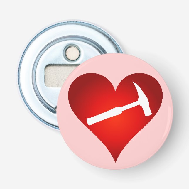 Geologist's Heart and Rock Hammer Bottle Opener (Front)