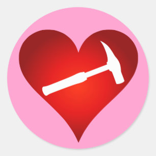 Geologist's Heart and Rock Hammer Classic Round Sticker