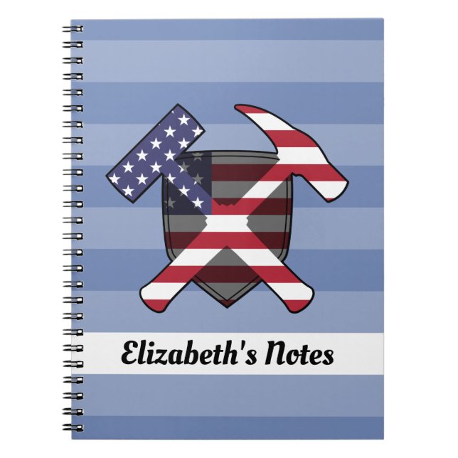 Geologist's Rock Hammer and American Flag Notebook (Front)
