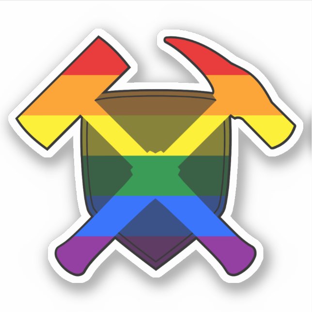 Geologist's Rock Hammer and LGBT Rainbow Flag (Front)
