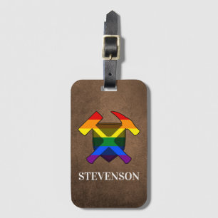 Geologist's Rock Hammer and LGBT Rainbow Flag Logo Luggage Tag