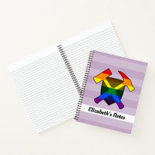 Geologist's Rock Hammer and LGBT Rainbow Flag Logo Notebook