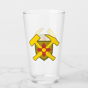 Geologist's Rock Hammer and New Mexico Flag Logo Glass