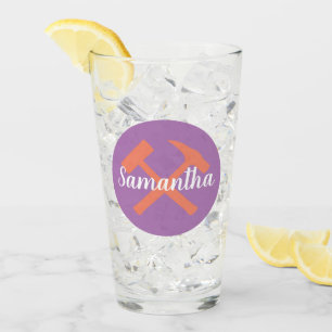 Geologist's Rock Hammer and Personalised Name Glass