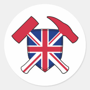 Geologist's Rock Hammer and Union Jack Logo Classic Round Sticker
