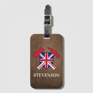 Geologist's Rock Hammer and Union Jack Logo Luggage Tag
