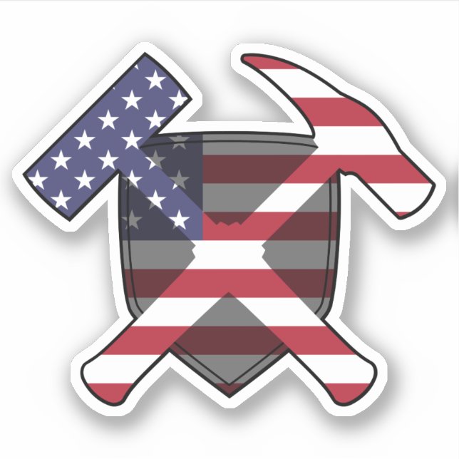 Geologist's Rock Hammer Logo- American Flag Vinyl (Front)
