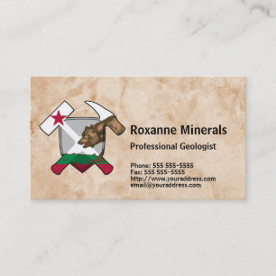 Geologist's Rock Hammer Logo with California Flag Business Card