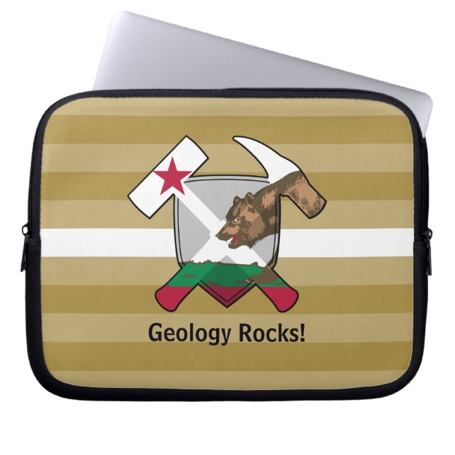 Geologist's Rock Hammer Logo with California Flag Laptop Sleeve (Front)